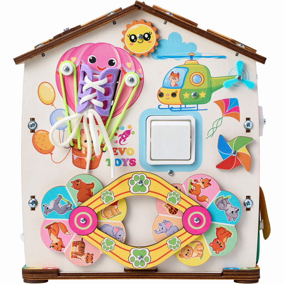 Бизиборд дом развивающий Лапки 2.0, со светом